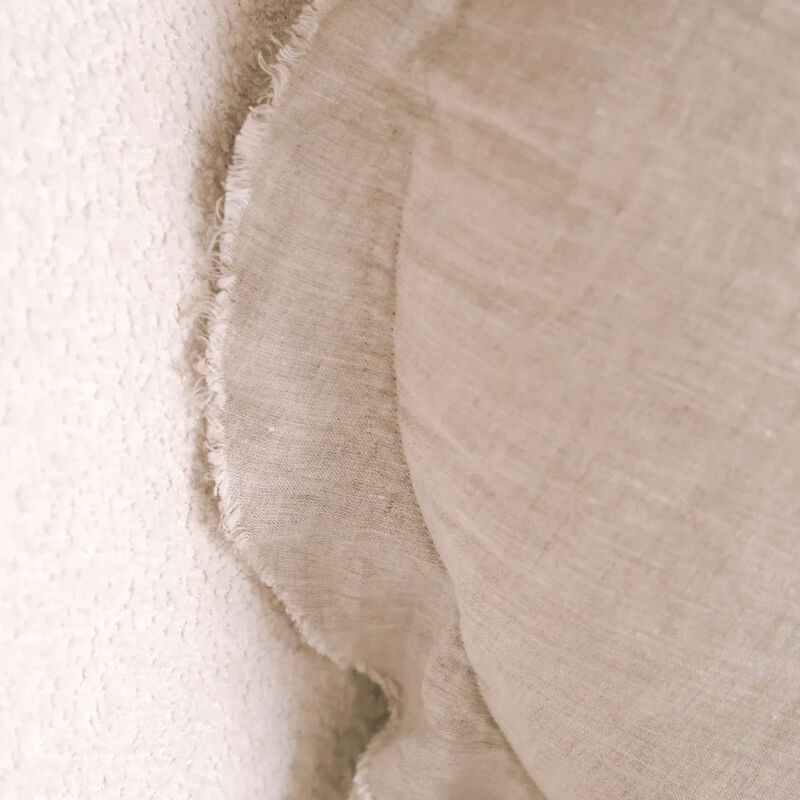 Home Lab 100% Flax Linen Round Feather Filled Cushion - Natural Oat image number 1